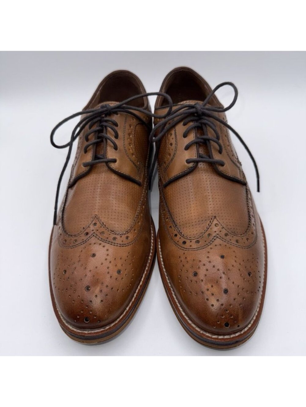 Johnston & Murphy Conard Oxford Shoes Men's 10M Wingtip Tan Leather 20-3310 - Picture 2 of 14